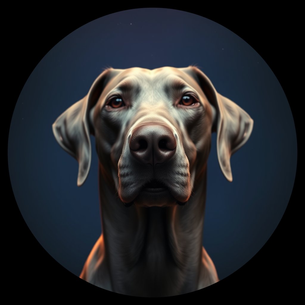 Cosmic medallion portrait of Wei_GT428_Wei_GT428, a Weimaraner