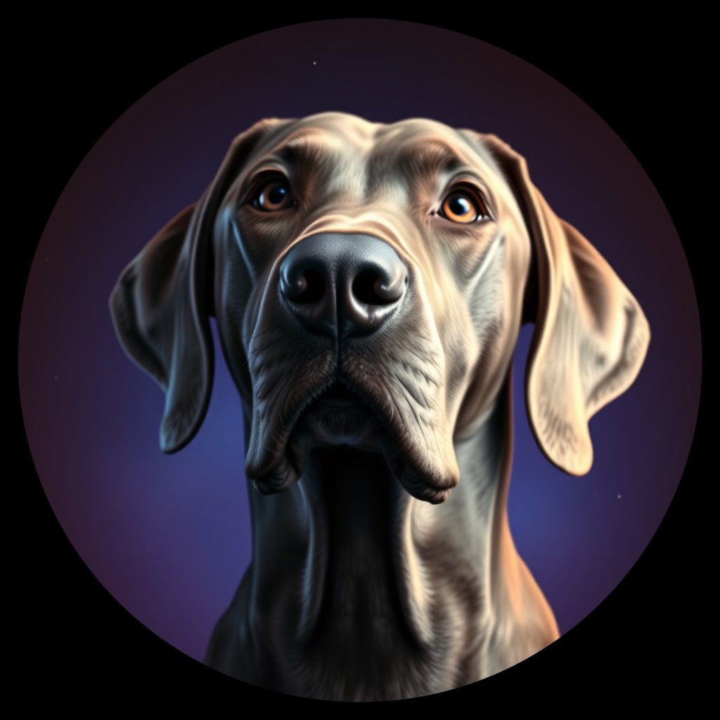 Cosmic medallion portrait of Wei_GT429_Wei_GT429, a Weimaraner
