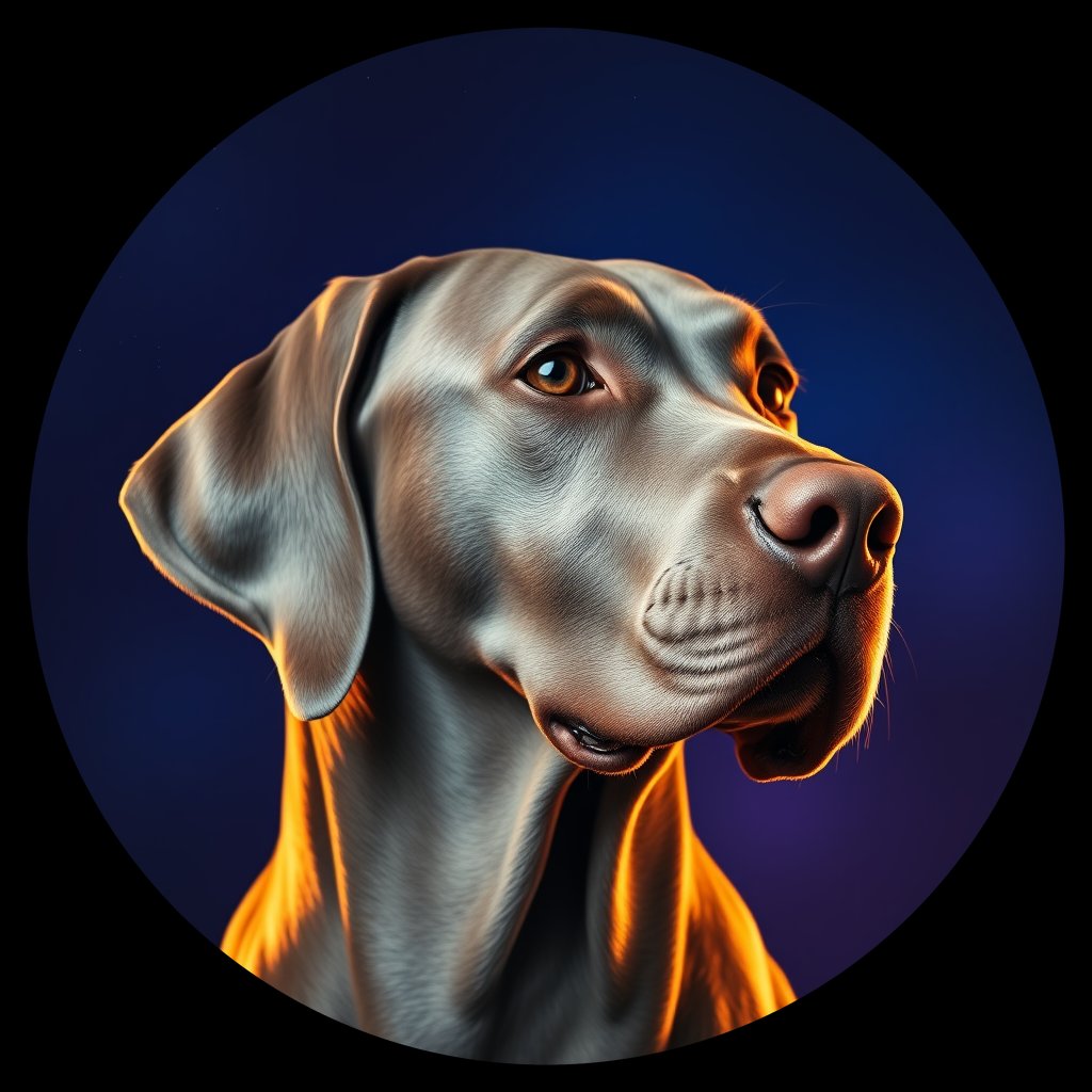 Cosmic medallion portrait of Wei_GT430_Wei_GT430, a Weimaraner