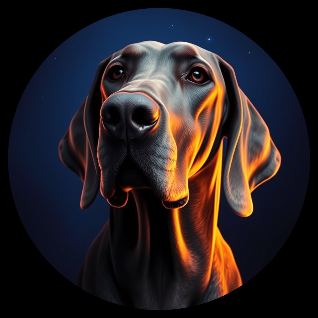 Cosmic medallion portrait of Wei_GT431_Wei_GT431, a Weimaraner