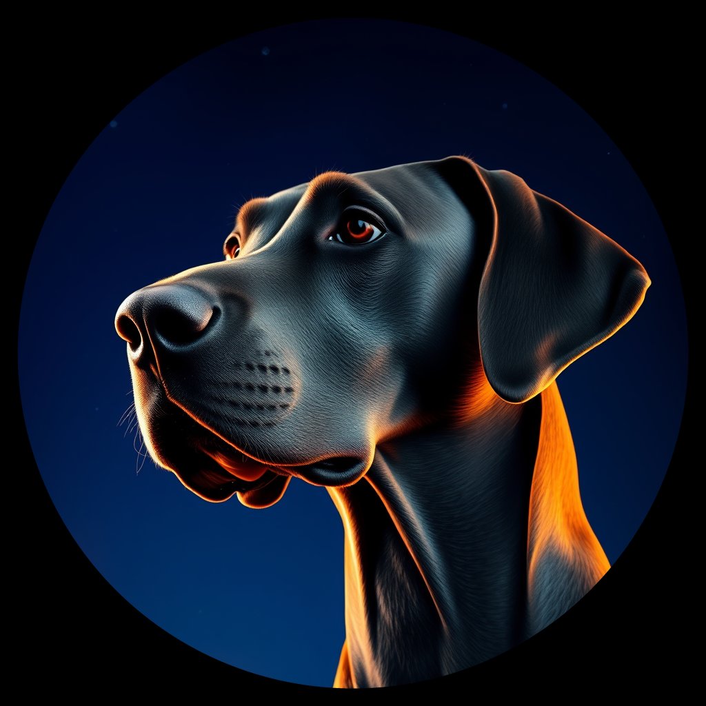 Cosmic medallion portrait of Wei_GT433_Wei_GT433, a Weimaraner