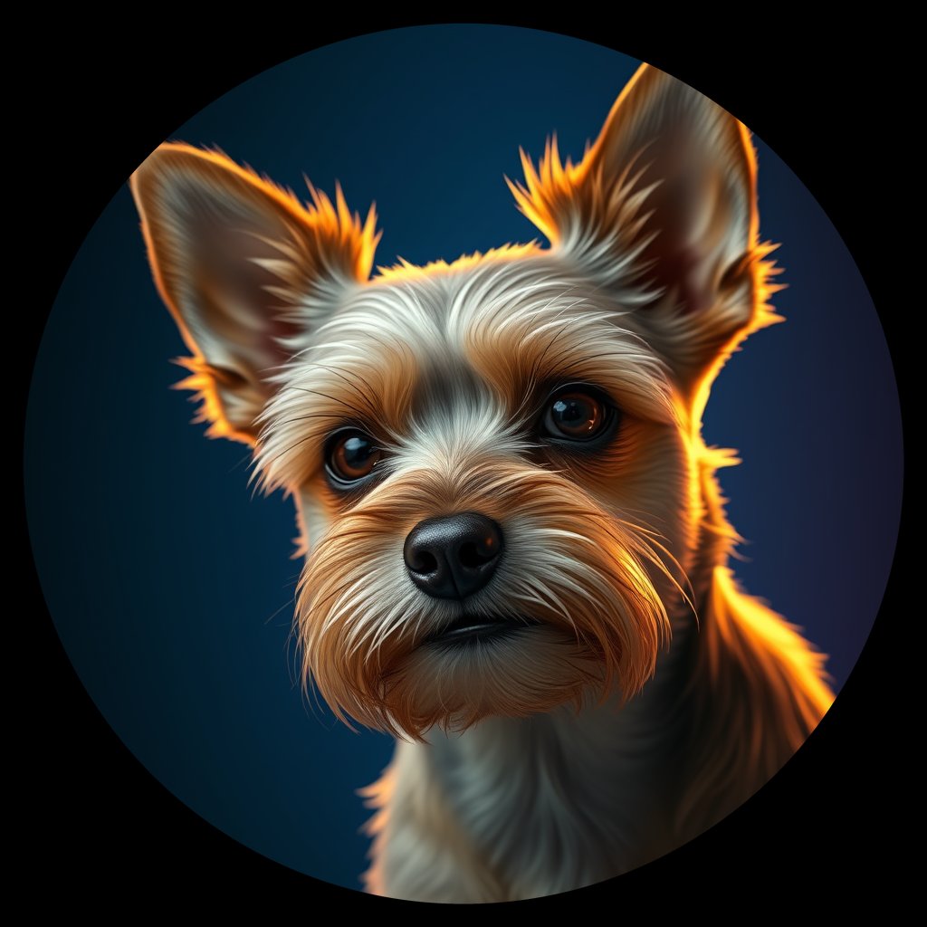 Cosmic medallion portrait of Winnie-Sanders-YT_Winnie-Sanders-YT, a Yorkshire Terrier