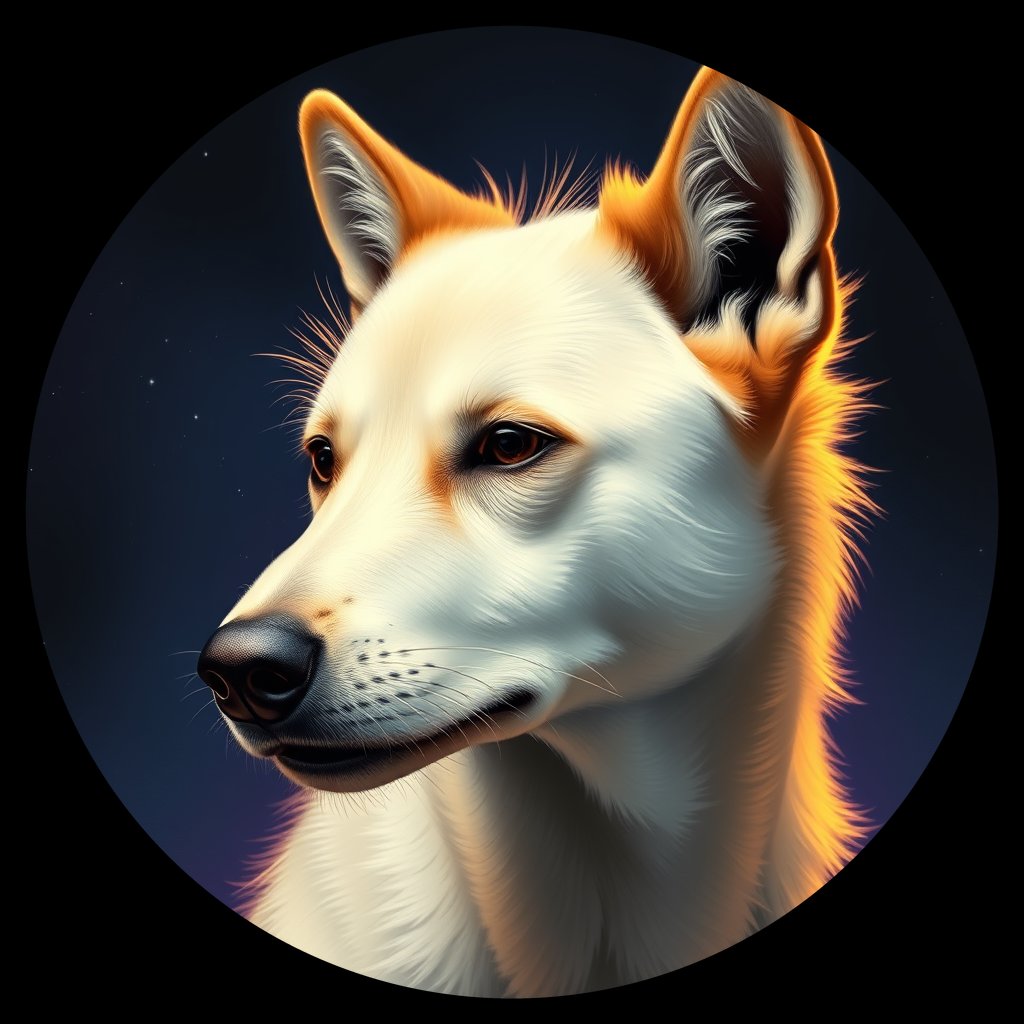 Cosmic medallion portrait of Wlf_22802_Wlf_22802, a Gray Wolf