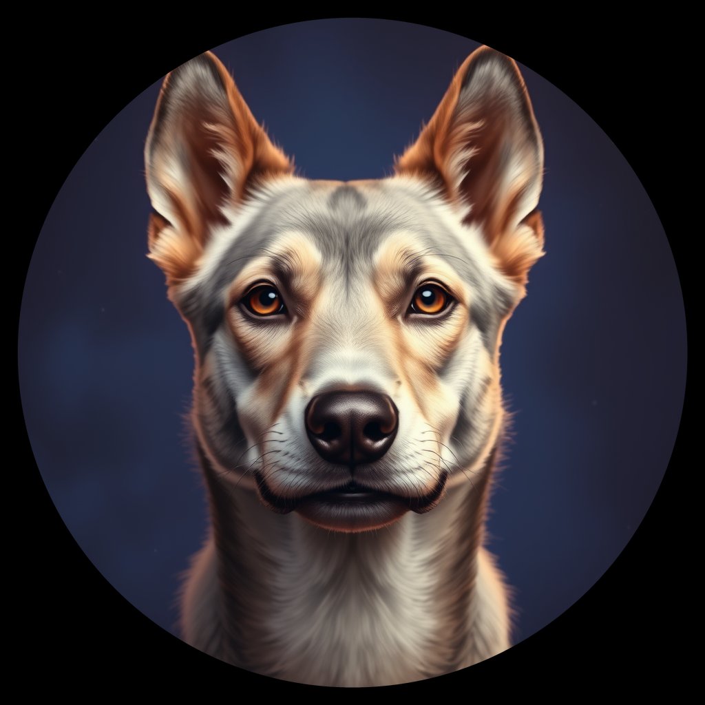 Cosmic medallion portrait of Wlf_LUb1_Wlf_LUb1, a Gray Wolf