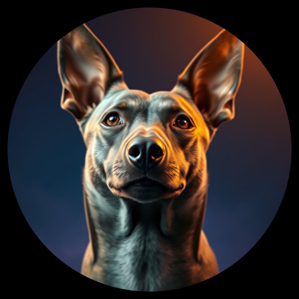 Cosmic medallion portrait of XOLO_XOLO_Z1G01, a Xoloitzcuintli