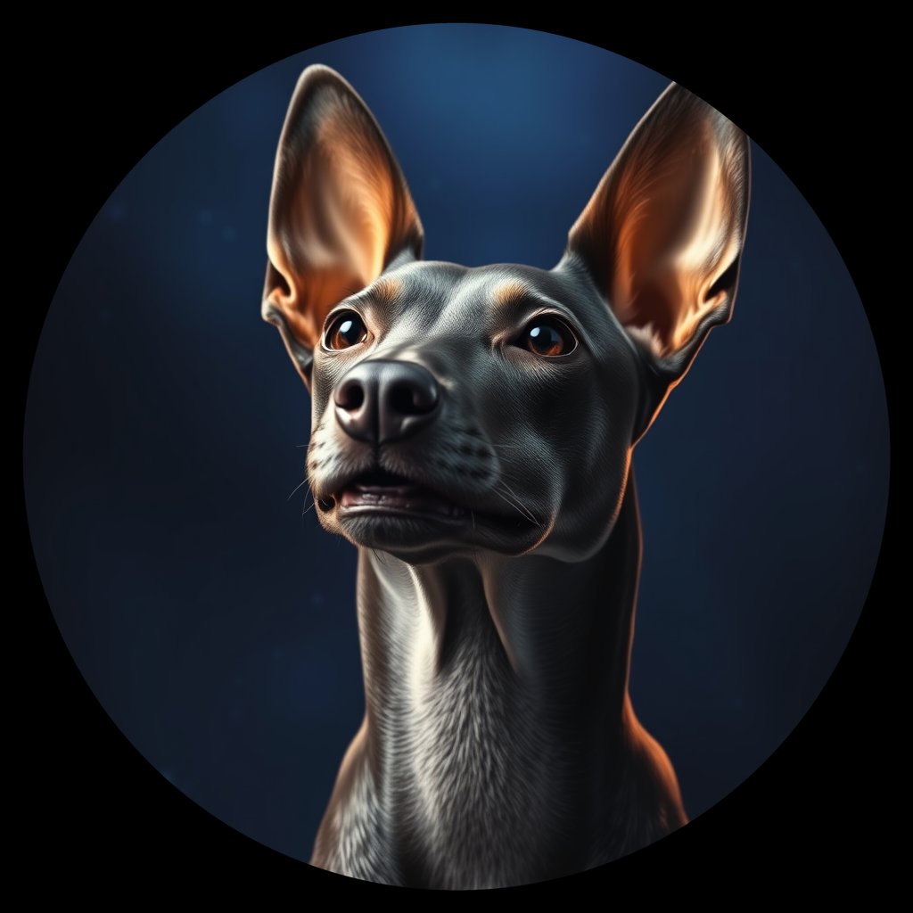 Cosmic medallion portrait of XOLO_XOLO_Z2F01, a Xoloitzcuintli
