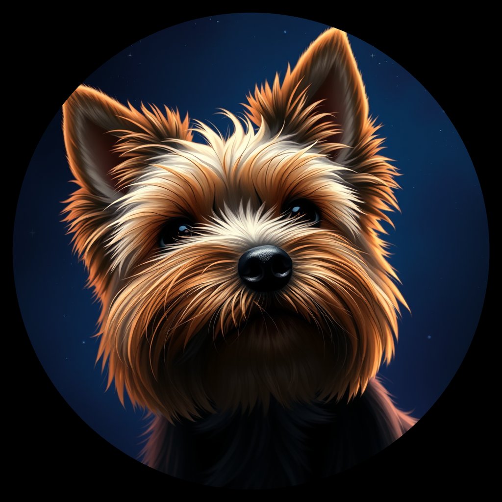 Cosmic medallion portrait of YORK_TYo_0GT393, a Yorkshire Terrier