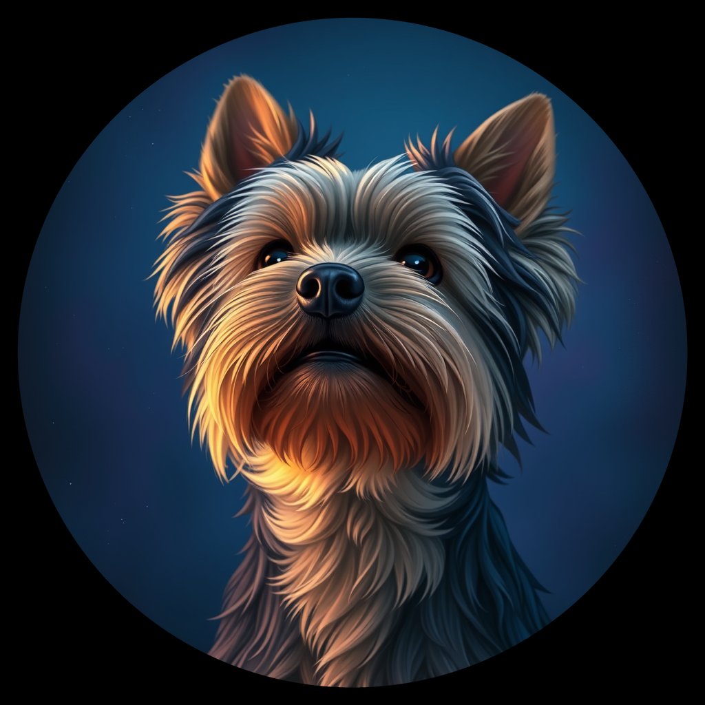 Cosmic medallion portrait of YORK_TYo_0GT395, a Yorkshire Terrier