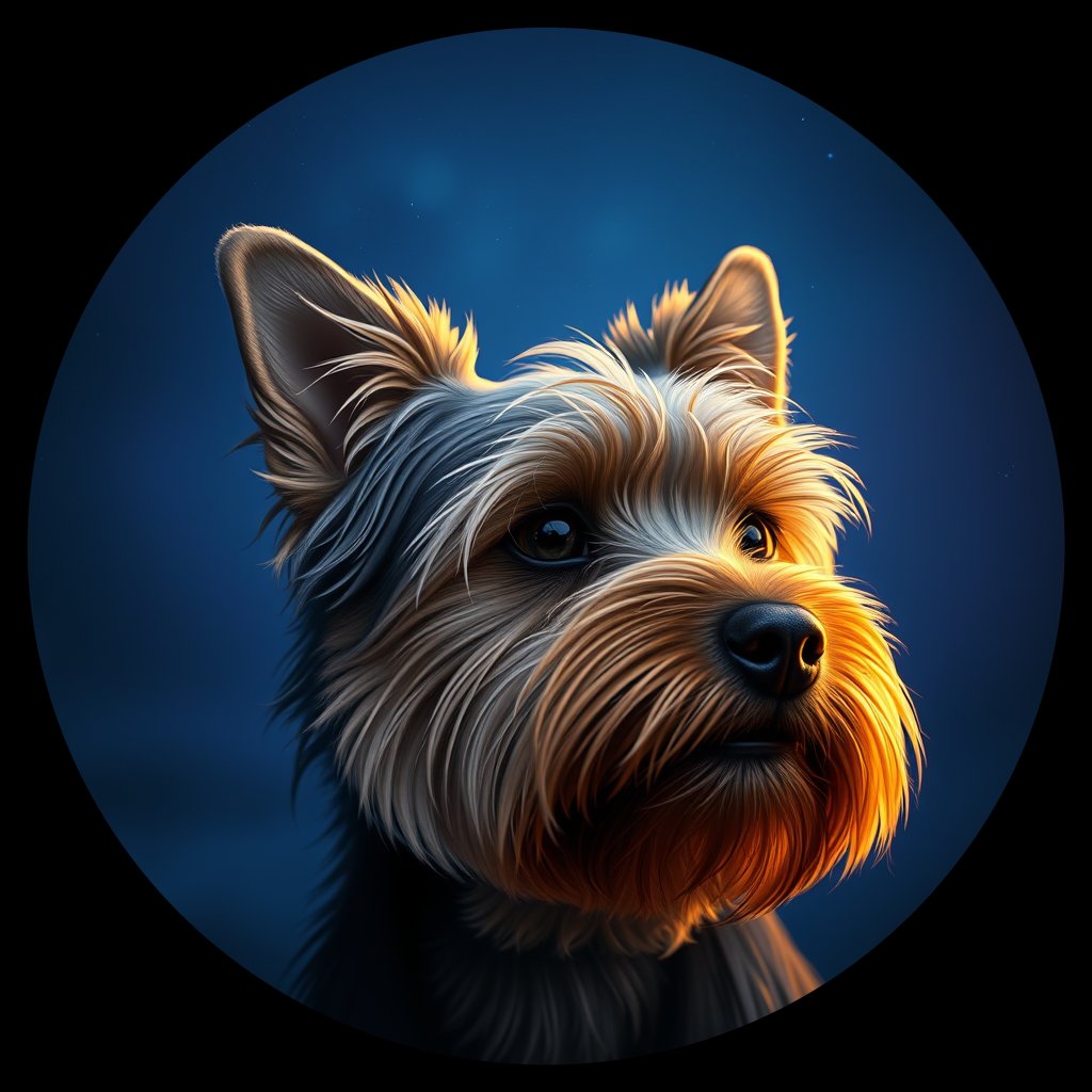 Cosmic medallion portrait of YORK_TYo_0GT396, a Yorkshire Terrier