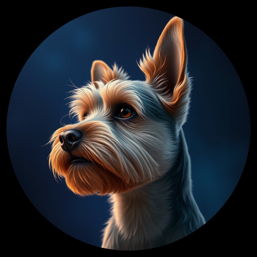 Cosmic medallion portrait of YORK_TYo_0GT397, a Yorkshire Terrier
