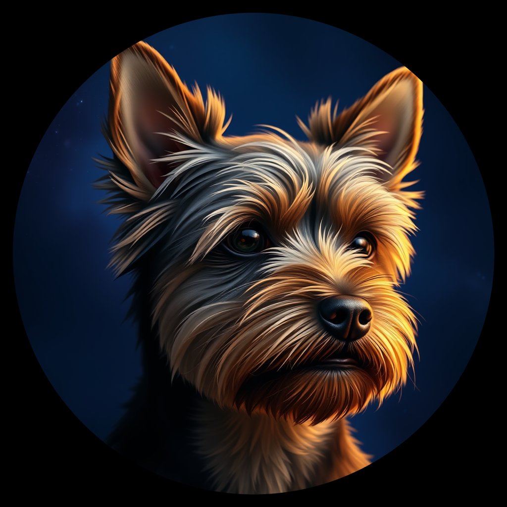 Cosmic medallion portrait of YORK_YORK_07572, a Yorkshire Terrier