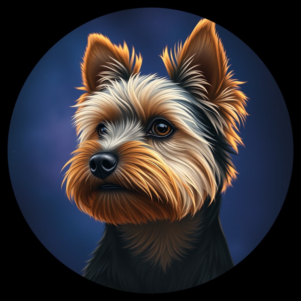 Cosmic medallion portrait of YORK_YORK_08997, a Yorkshire Terrier
