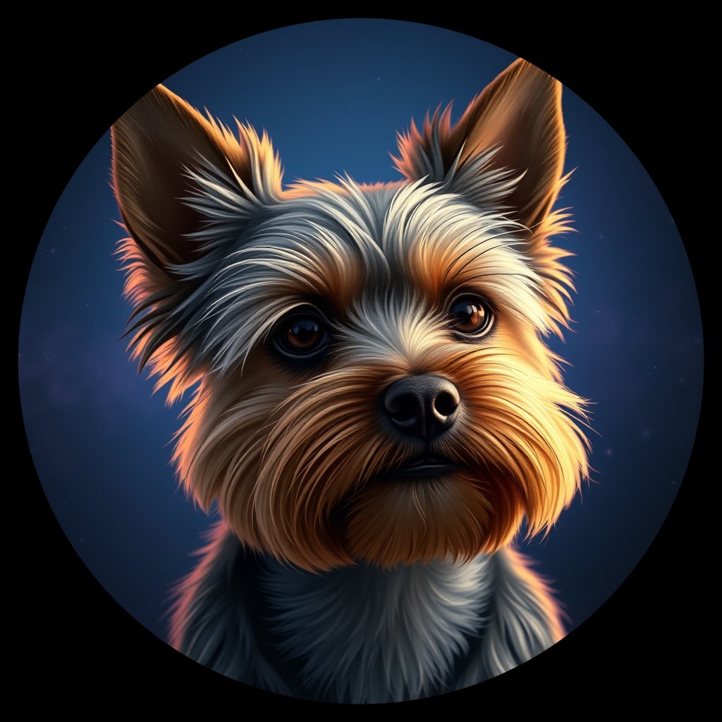 Cosmic medallion portrait of YORK_YORK_09000, a Yorkshire Terrier