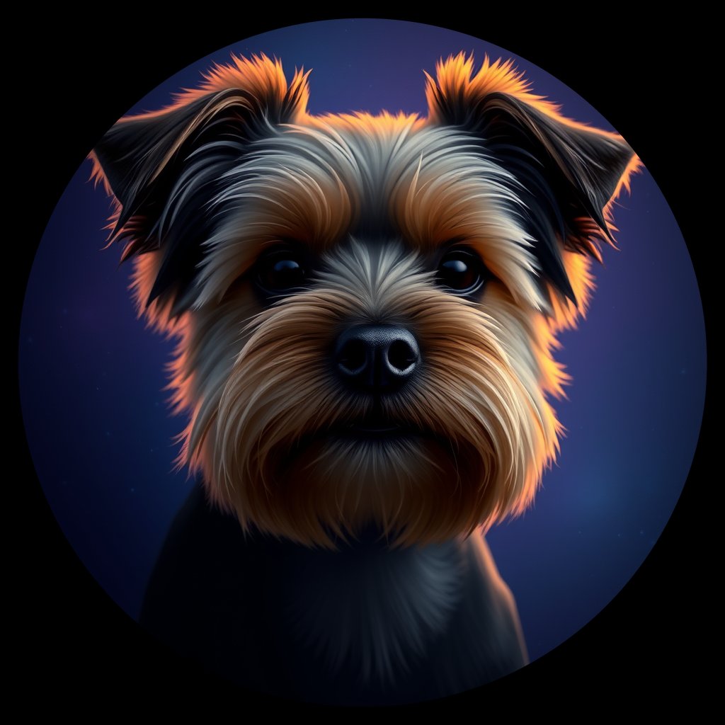 Cosmic medallion portrait of YORK_YORK_29553, a Yorkshire Terrier