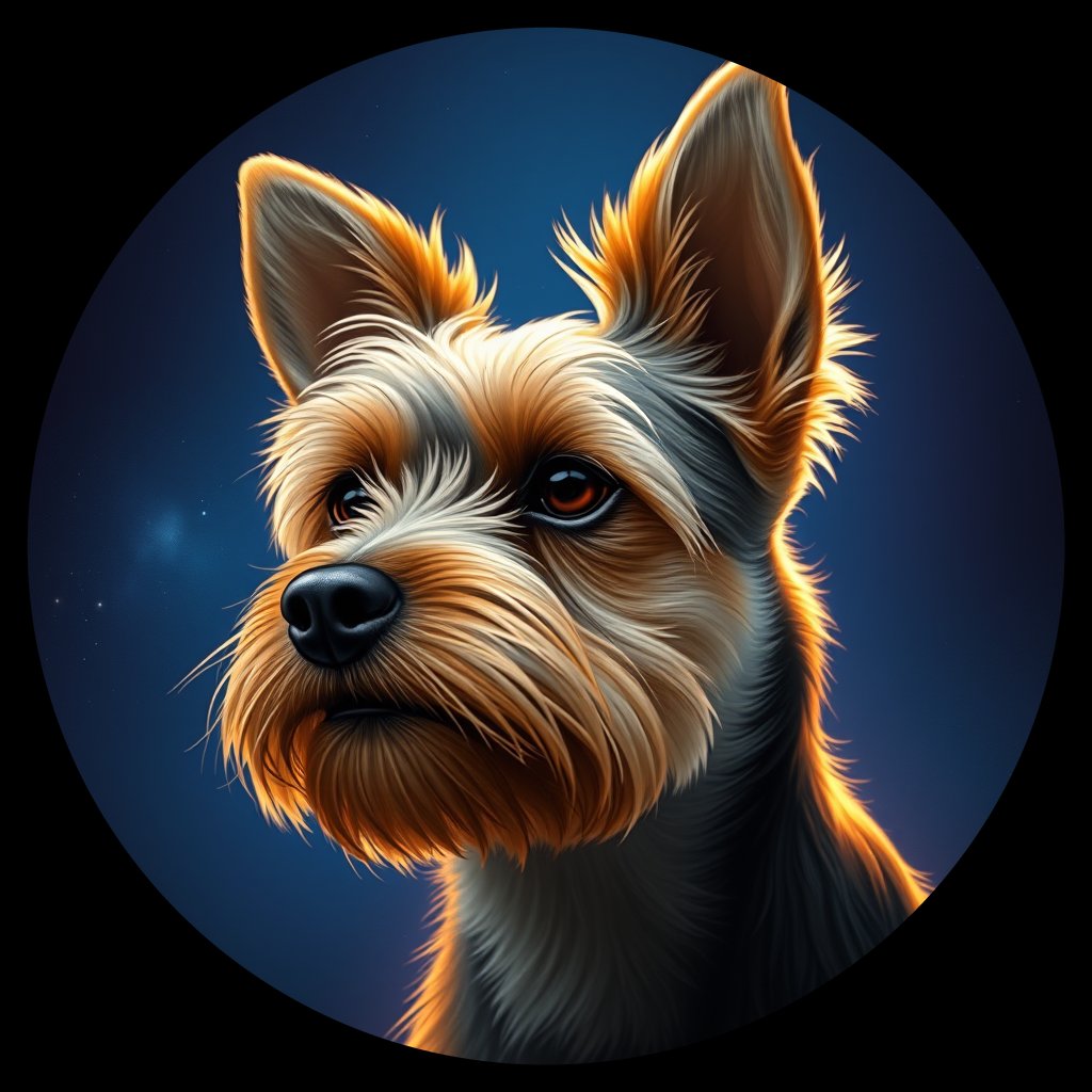 Cosmic medallion portrait of YORK_YORK_29556, a Yorkshire Terrier