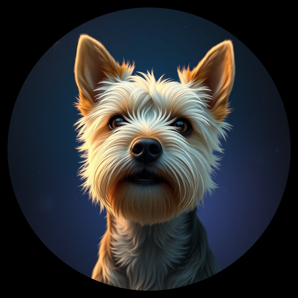 Cosmic medallion portrait of Zane-Ackerman-CT_Zane-Ackerman-CT, a Cairn Terrier
