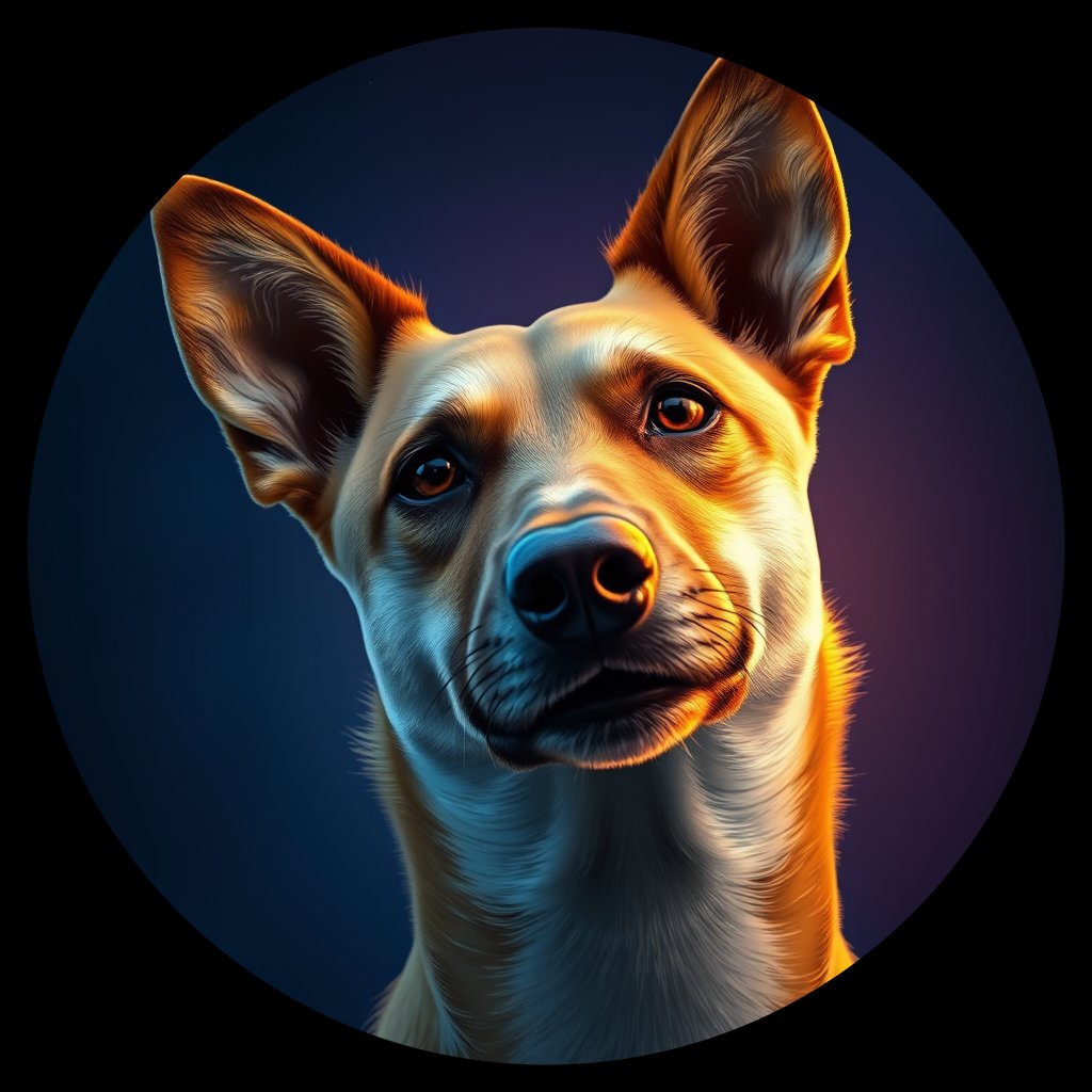 Cosmic medallion portrait of Zik_Zik, a Canaan Dog