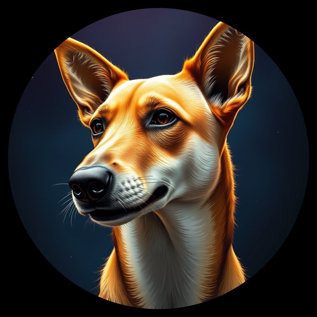 Cosmic medallion portrait of Ziva_Ziva, a Canaan Dog
