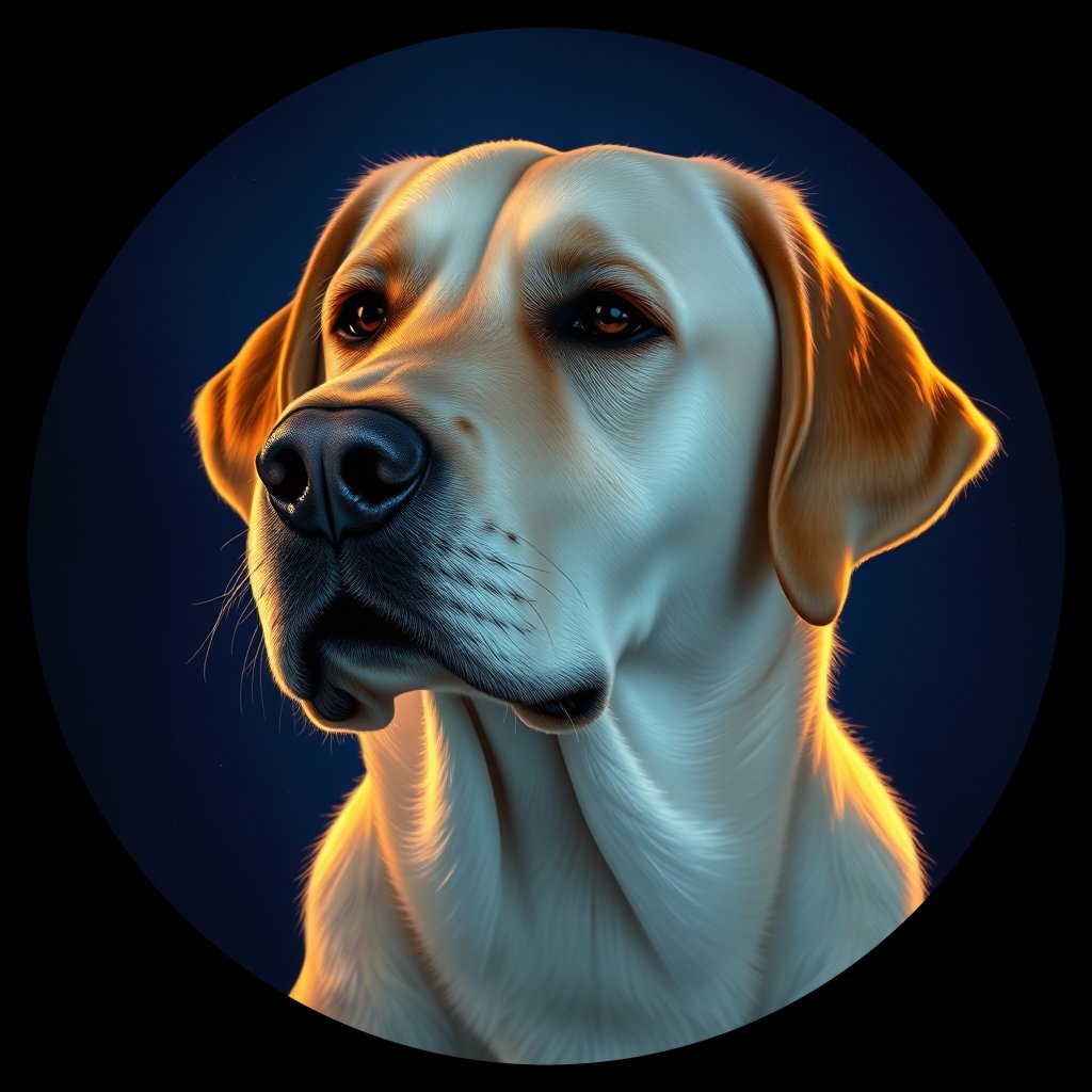 Cosmic medallion portrait of cHD10_387_cHD10_387, a Labrador Or Golden Retriever