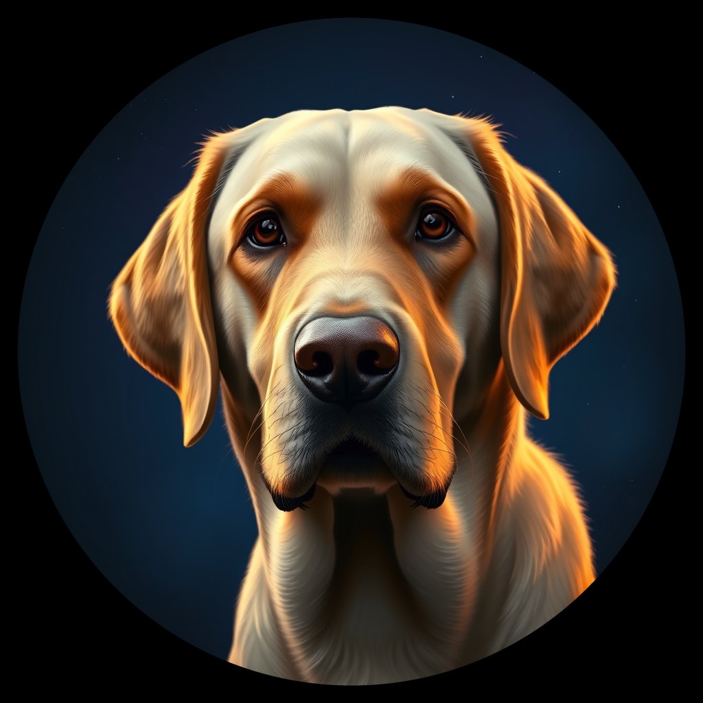 Cosmic medallion portrait of cHD10_388_cHD10_388, a Labrador Or Golden Retriever