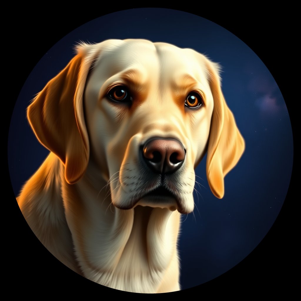 Cosmic medallion portrait of cHD10_389_cHD10_389, a Labrador Or Golden Retriever