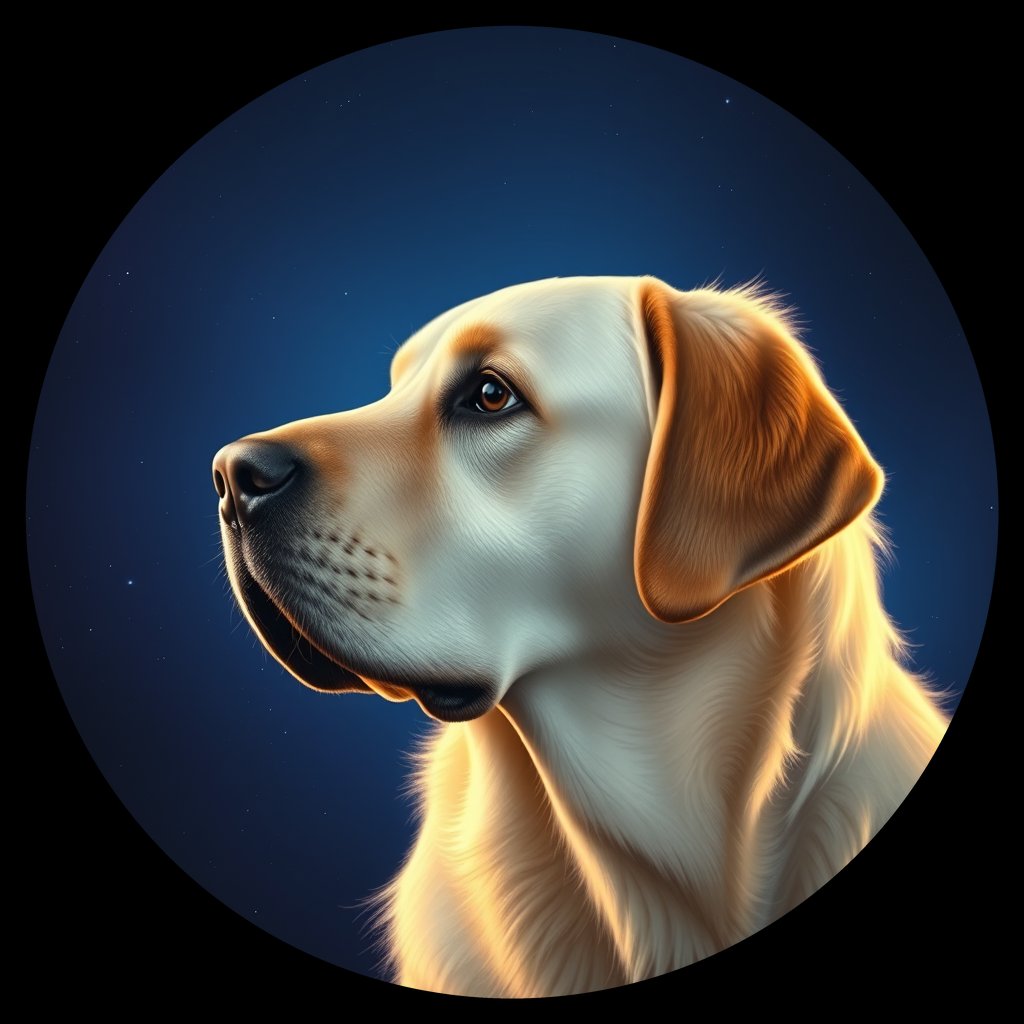 Cosmic medallion portrait of cHD10_390_cHD10_390, a Labrador Or Golden Retriever