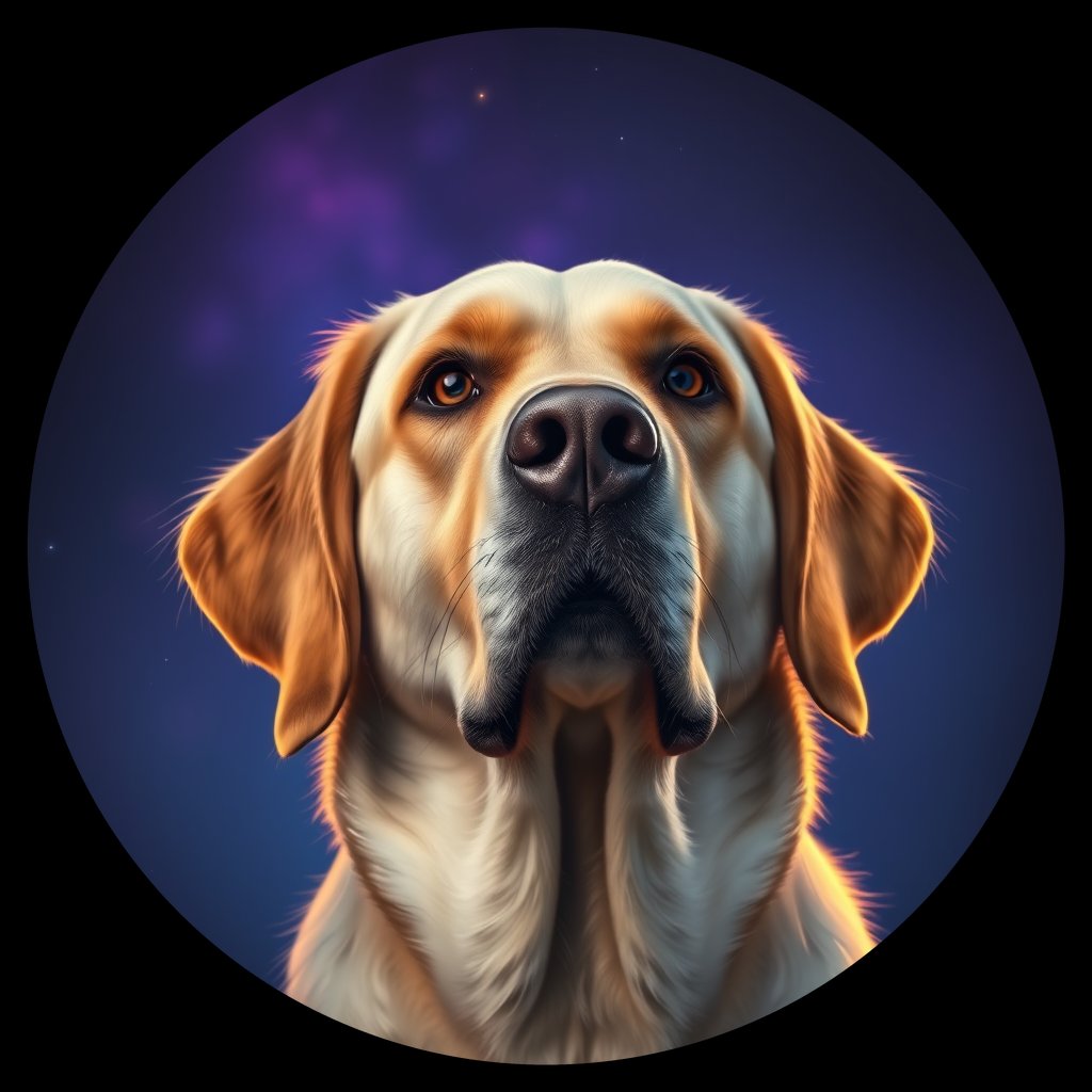 Cosmic medallion portrait of cHD10_392_cHD10_392, a Labrador Or Golden Retriever