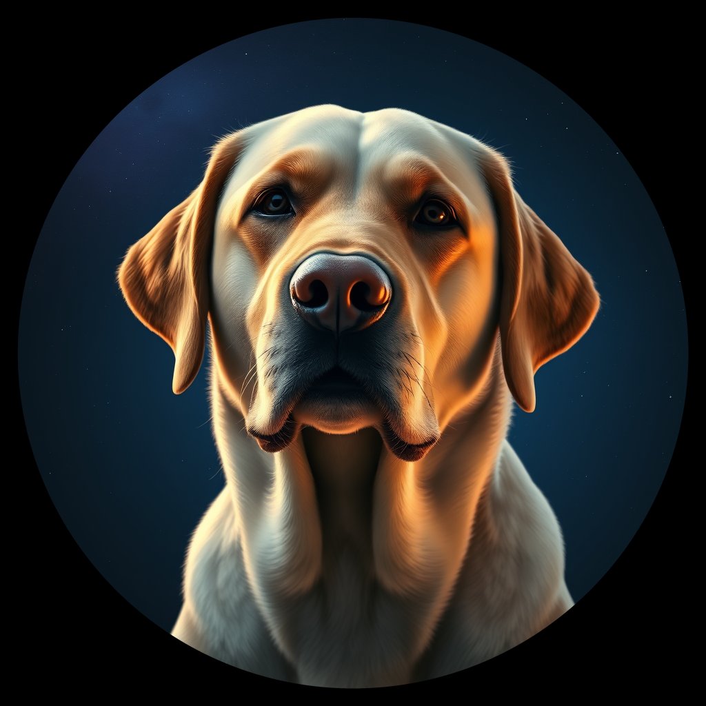 Cosmic medallion portrait of cHD10_393_cHD10_393, a Labrador Or Golden Retriever
