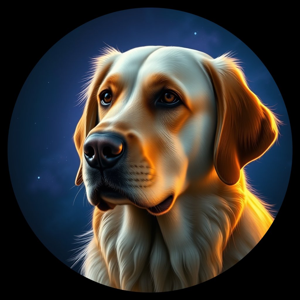 Cosmic medallion portrait of cHD10_394_cHD10_394, a Labrador Or Golden Retriever