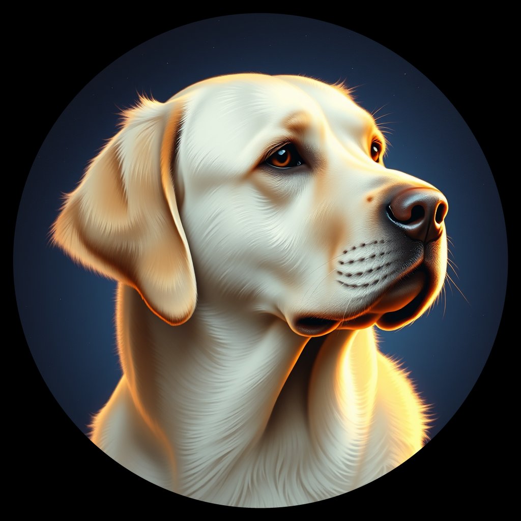 Cosmic medallion portrait of cHD10_395_cHD10_395, a Labrador Or Golden Retriever