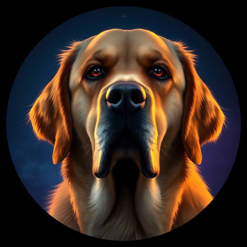 Cosmic medallion portrait of cHD10_397_cHD10_397, a Labrador Or Golden Retriever