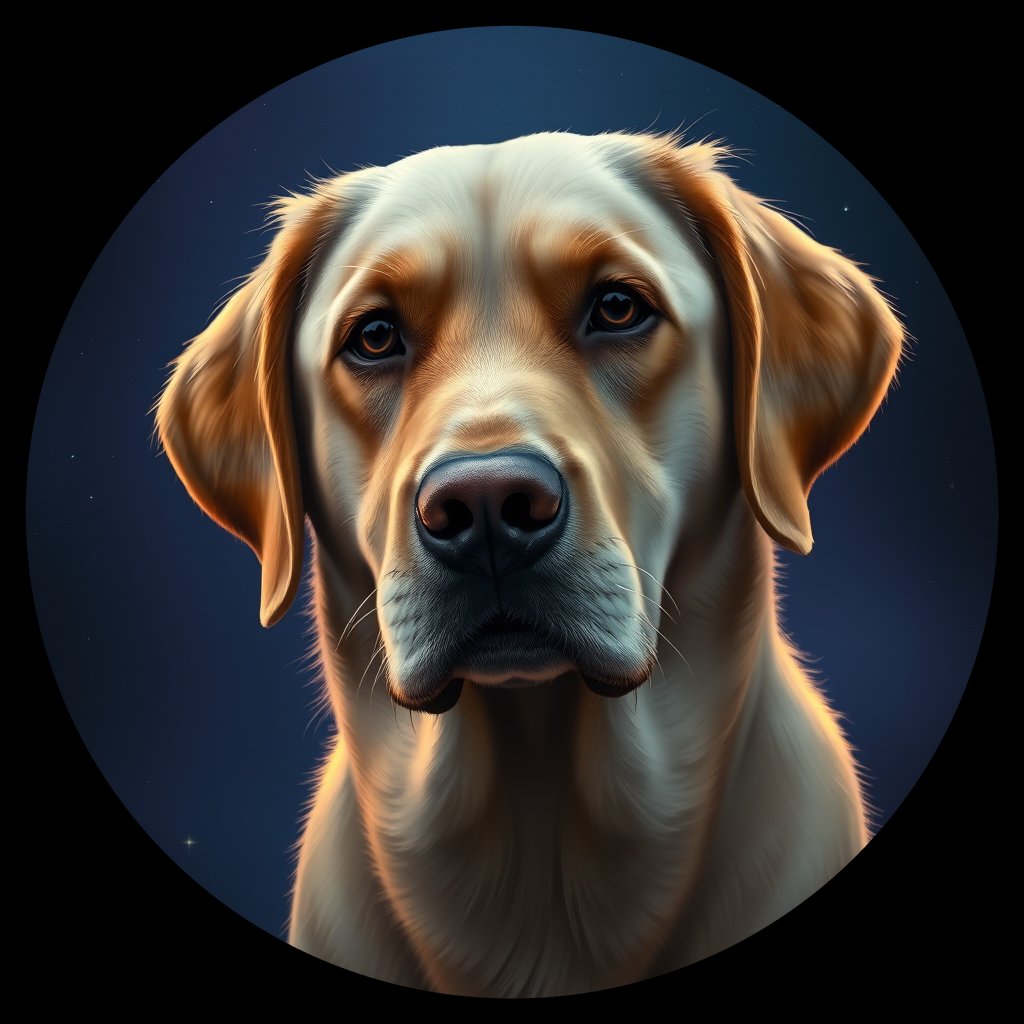 Cosmic medallion portrait of cHD10_398_cHD10_398, a Labrador Or Golden Retriever