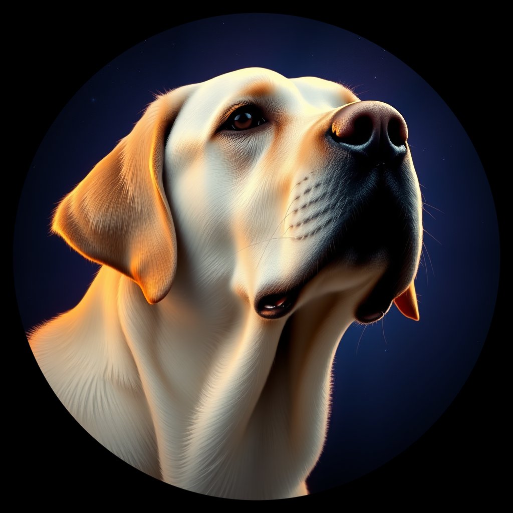 Cosmic medallion portrait of cHD10_400_cHD10_400, a Labrador Or Golden Retriever