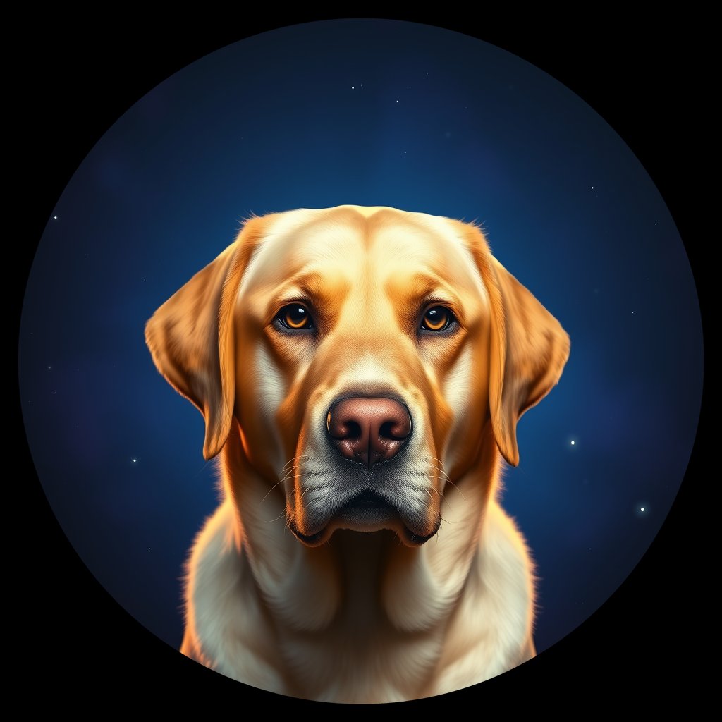 Cosmic medallion portrait of cHD10_401_cHD10_401, a Labrador Or Golden Retriever