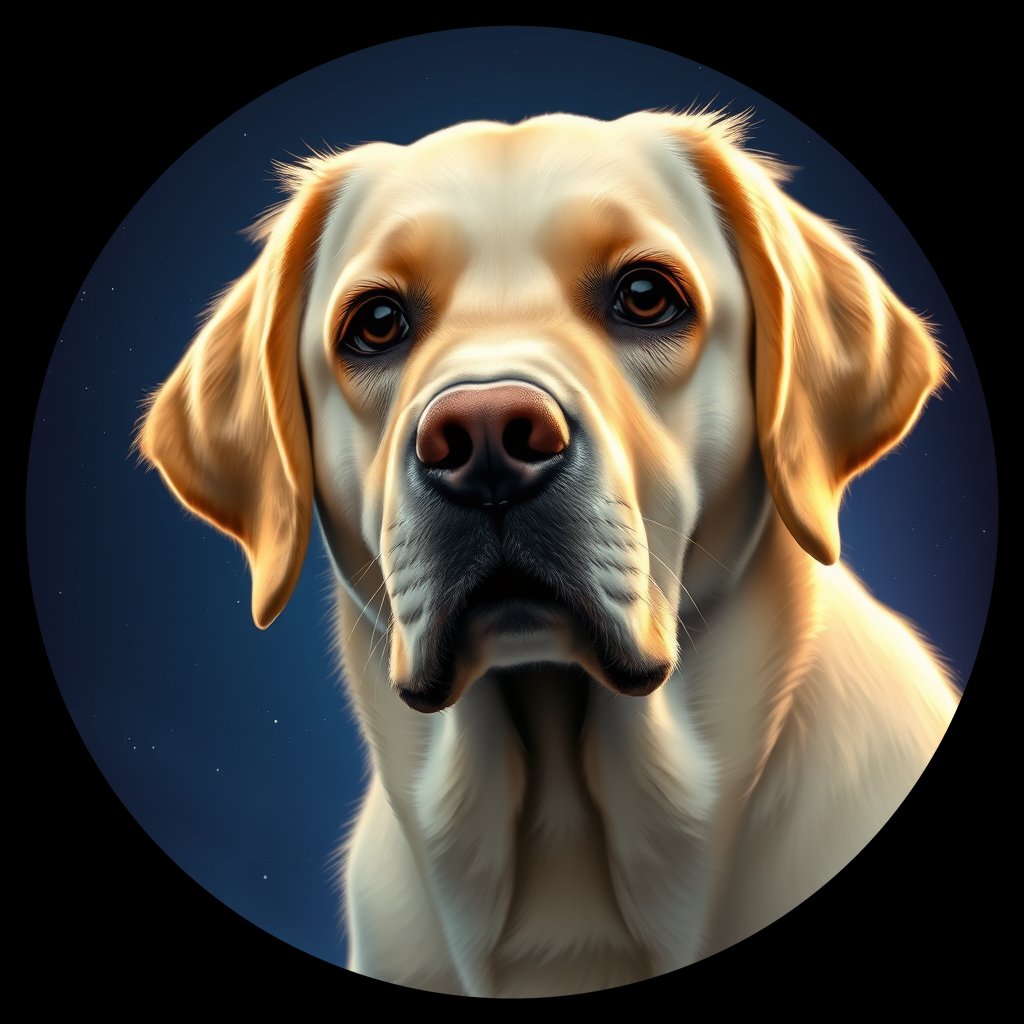 Cosmic medallion portrait of cHD10_402_cHD10_402, a Labrador Or Golden Retriever