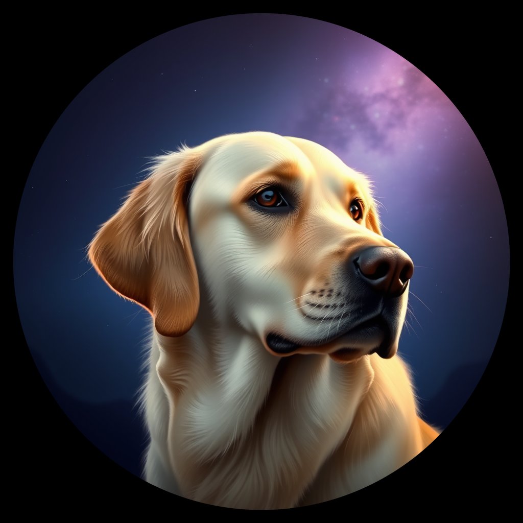 Cosmic medallion portrait of cHD10_404_cHD10_404, a Labrador Or Golden Retriever