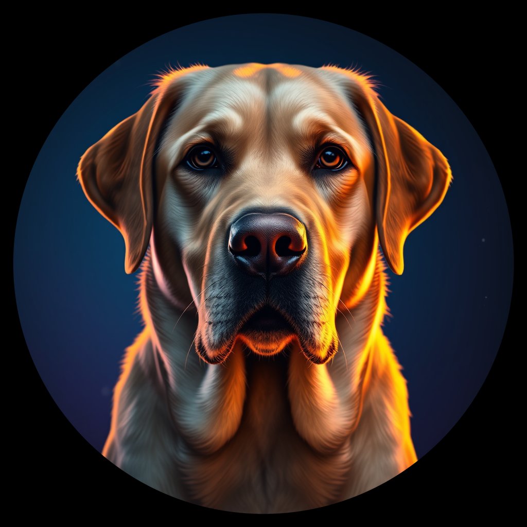 Cosmic medallion portrait of cHD10_405_cHD10_405, a Labrador Or Golden Retriever