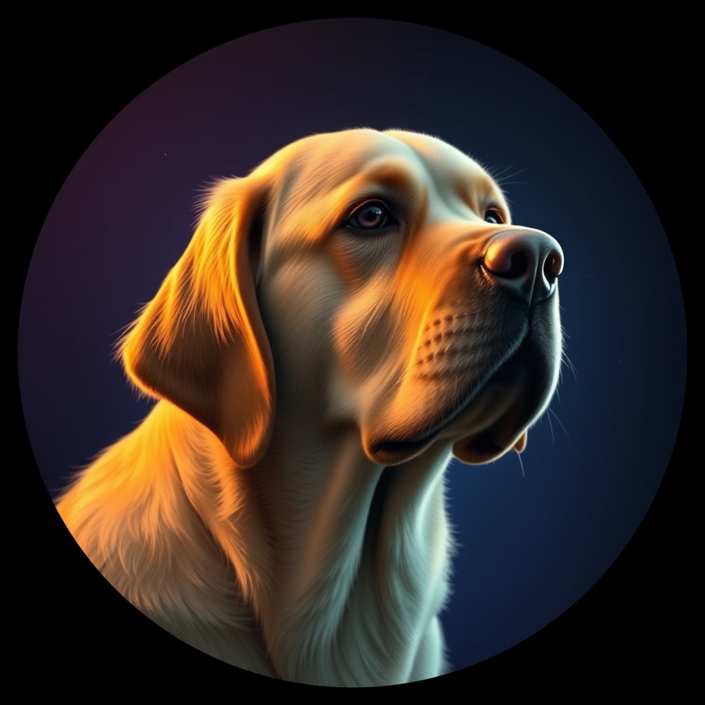Cosmic medallion portrait of cHD10_407_cHD10_407, a Labrador Or Golden Retriever