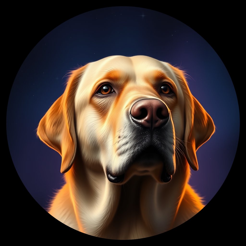 Cosmic medallion portrait of cHD10_408_cHD10_408, a Labrador Or Golden Retriever