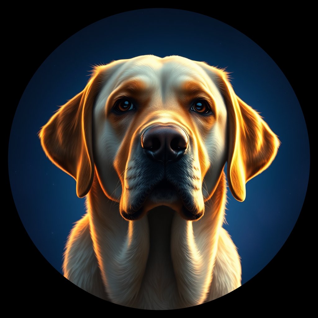 Cosmic medallion portrait of cHD10_409_cHD10_409, a Labrador Or Golden Retriever