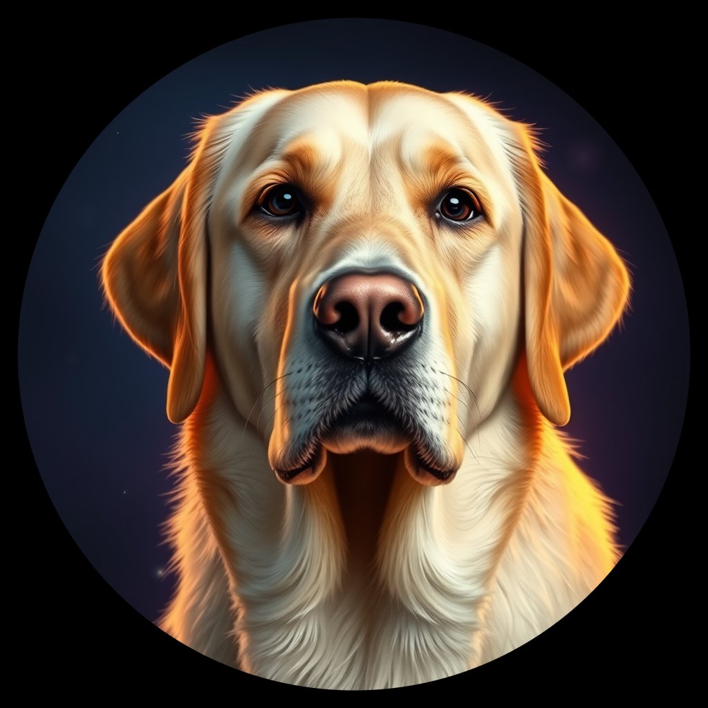 Cosmic medallion portrait of cHD10_410_cHD10_410, a Labrador Or Golden Retriever