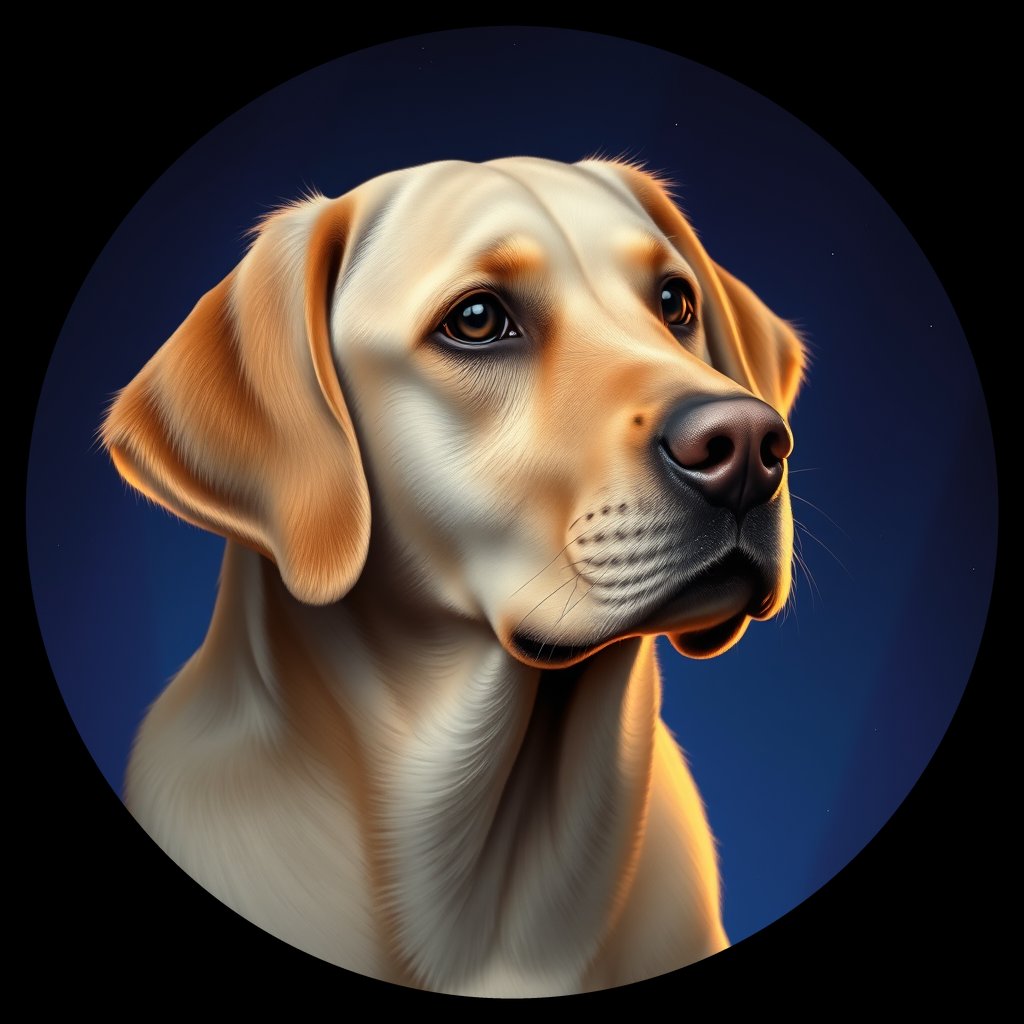 Cosmic medallion portrait of cHD10_411_cHD10_411, a Labrador Or Golden Retriever