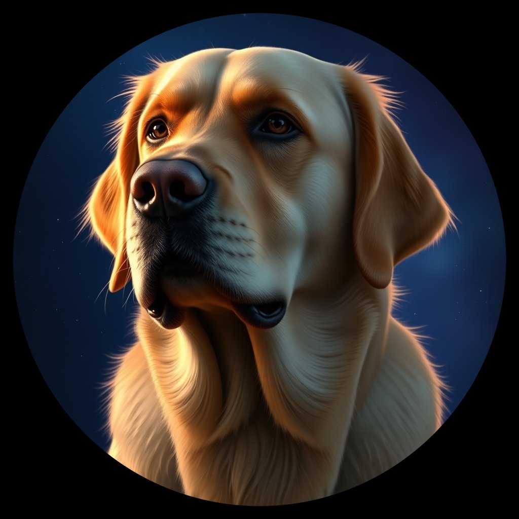 Cosmic medallion portrait of cHD10_412_cHD10_412, a Labrador Or Golden Retriever