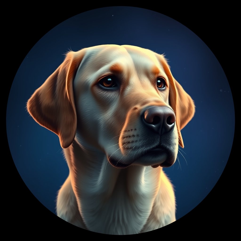 Cosmic medallion portrait of cHD10_415_cHD10_415, a Labrador Or Golden Retriever