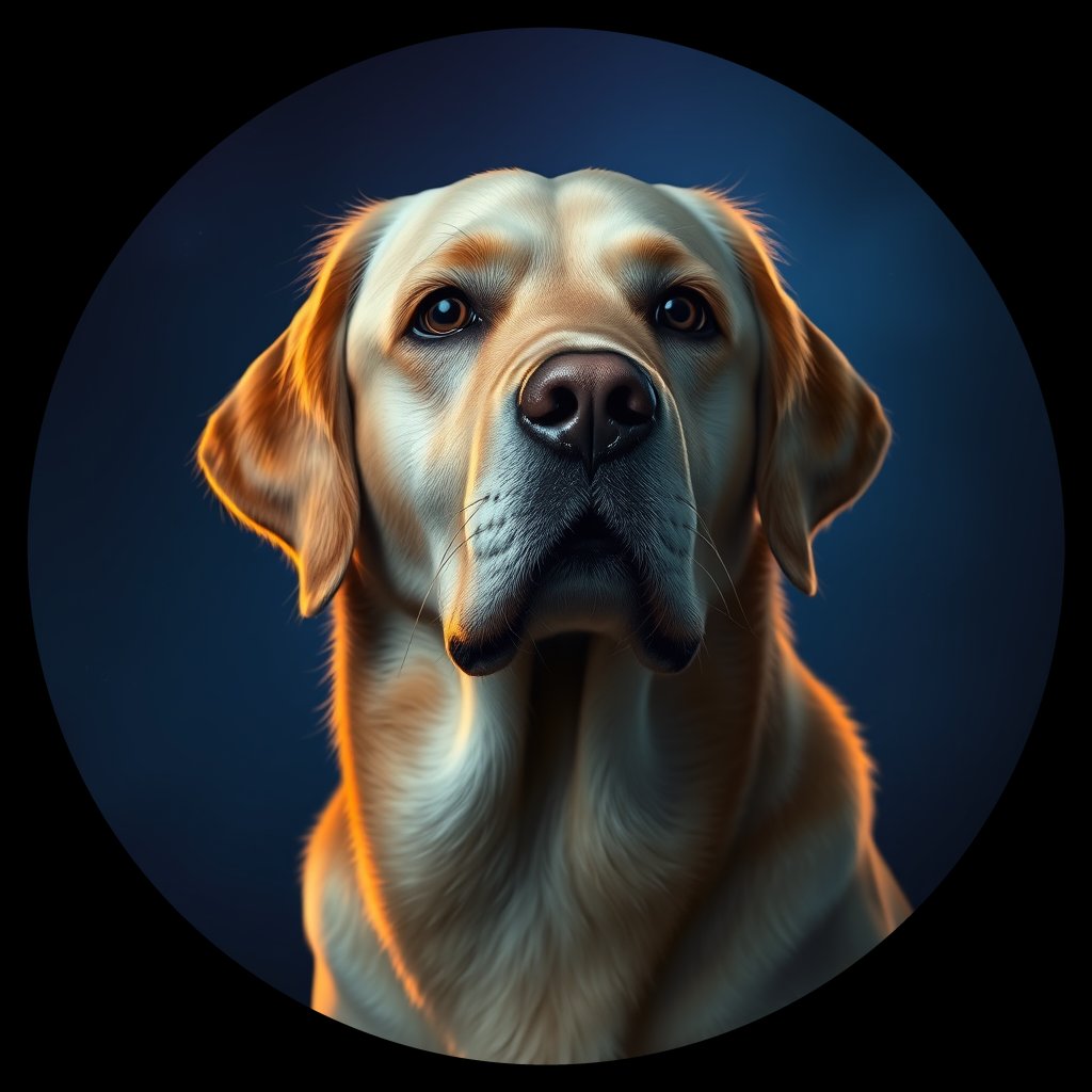 Cosmic medallion portrait of cHD10_416_cHD10_416, a Labrador Or Golden Retriever
