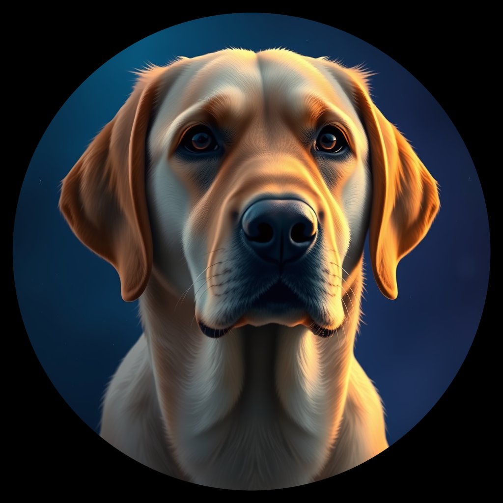 Cosmic medallion portrait of cHD10_417_cHD10_417, a Labrador Or Golden Retriever