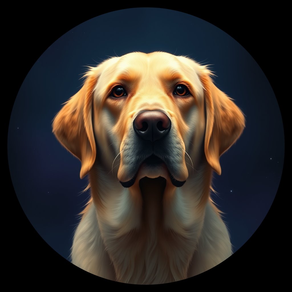 Cosmic medallion portrait of cHD10_418_cHD10_418, a Labrador Or Golden Retriever