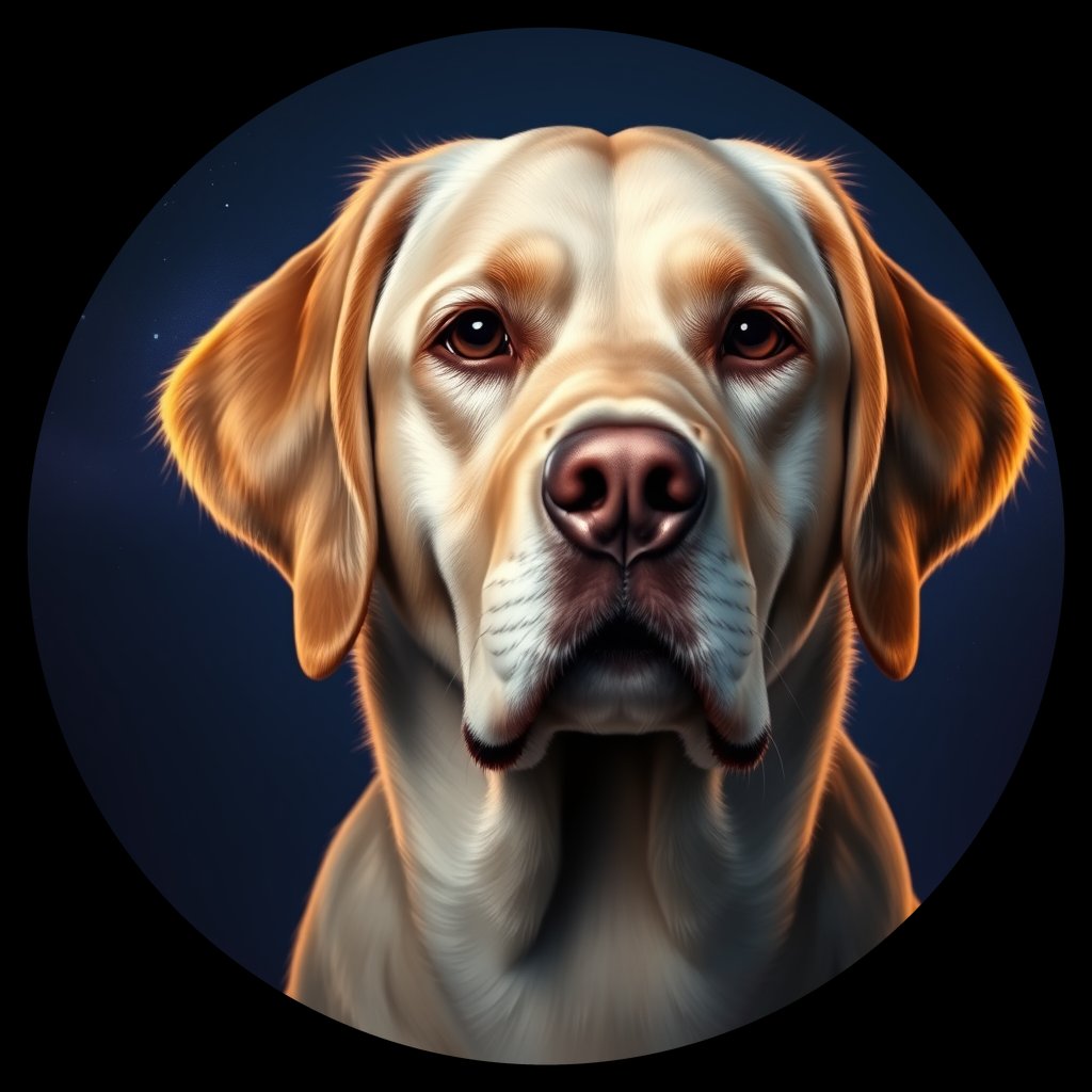 Cosmic medallion portrait of cHD10_421_cHD10_421, a Labrador Or Golden Retriever
