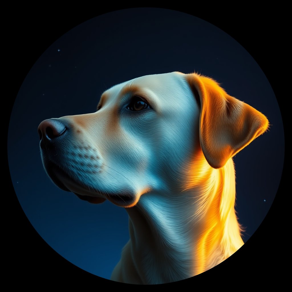 Cosmic medallion portrait of cHD10_422_cHD10_422, a Labrador Or Golden Retriever
