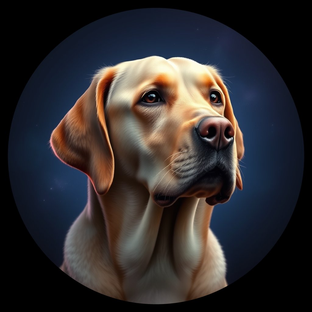 Cosmic medallion portrait of cHD10_423_cHD10_423, a Labrador Or Golden Retriever
